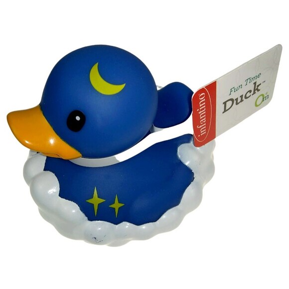 Infantino Fun Time Rubber Ducky Floating On Cloud Duck Moon Stars Nighty Bath 0+ - Picture 2 of 13